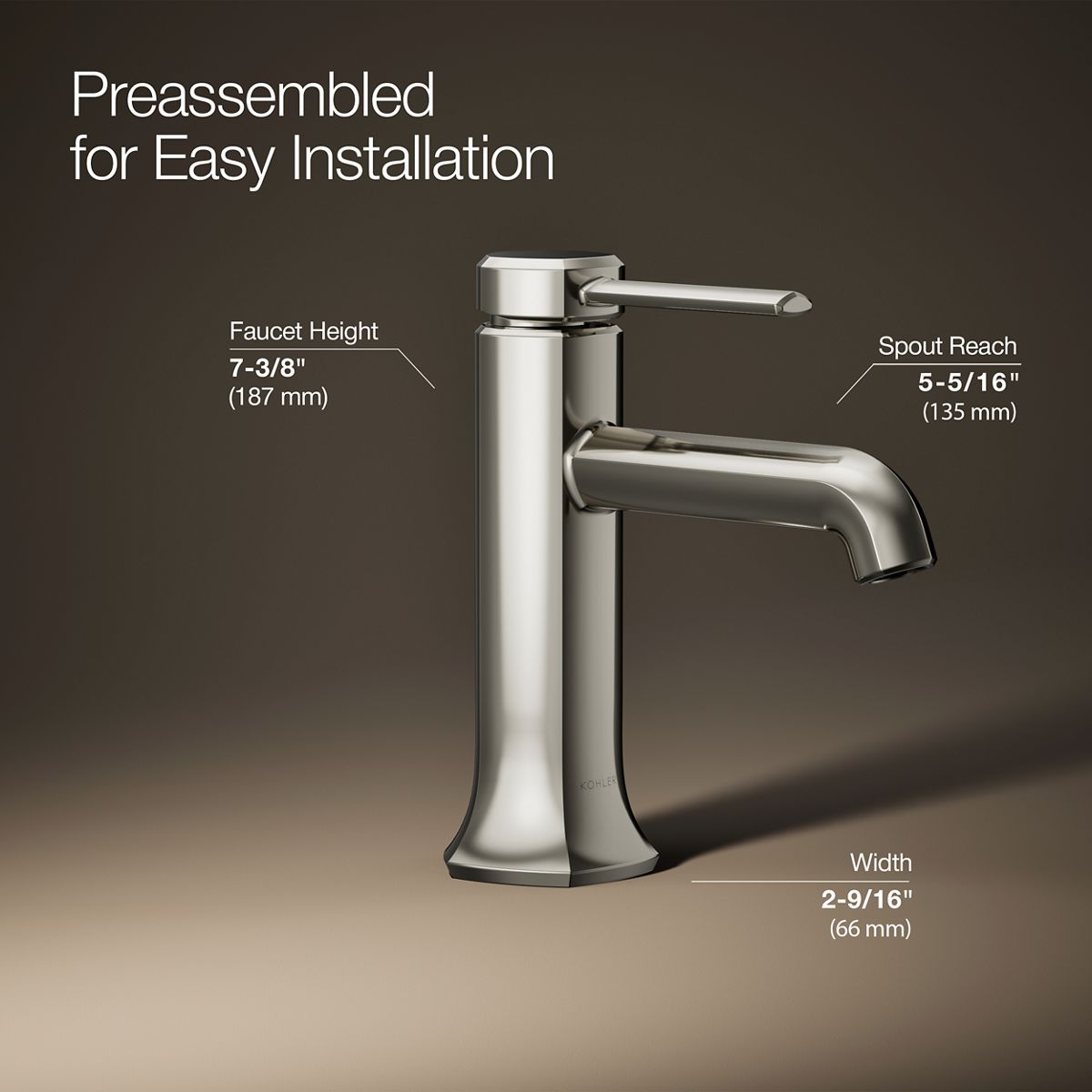 3/4 view of product with dimensions