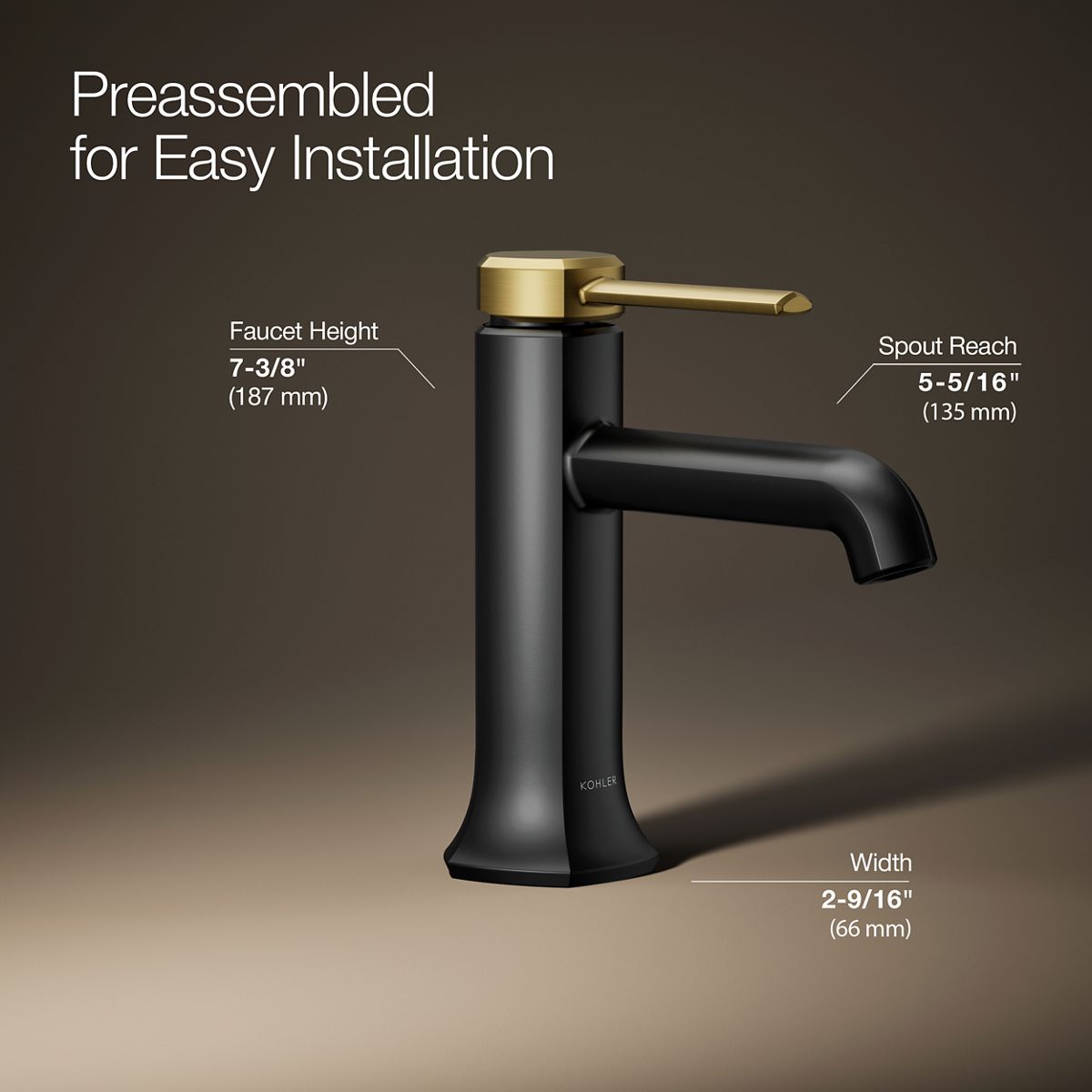 3/4 view of product with dimensions