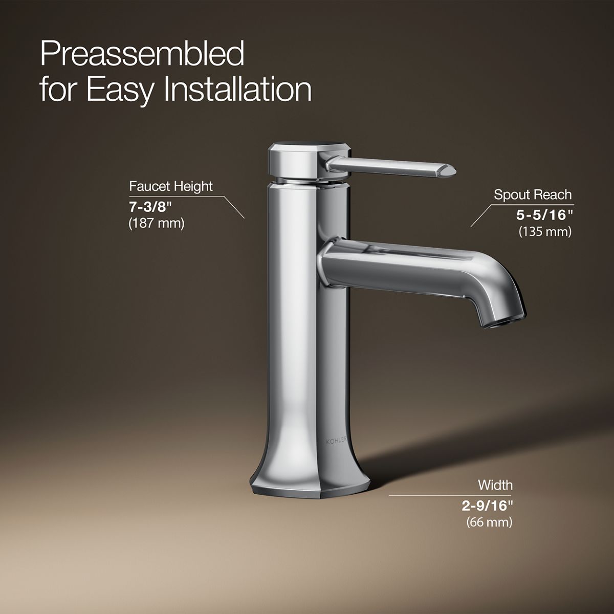 3/4 view of product with dimensions