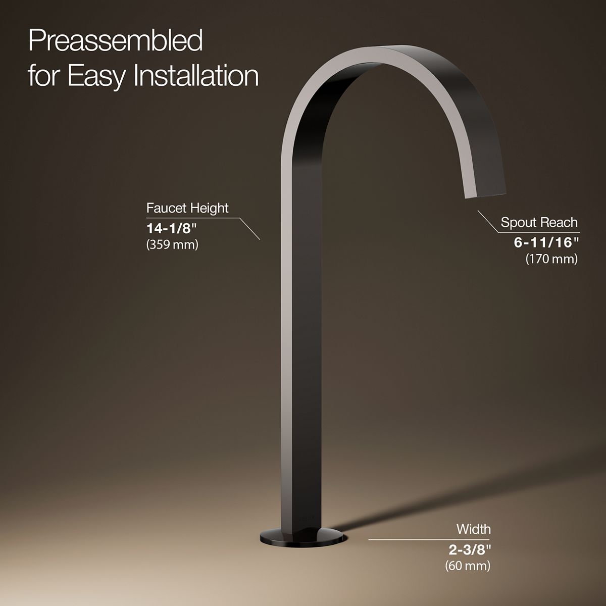 3/4 view of product with dimensions