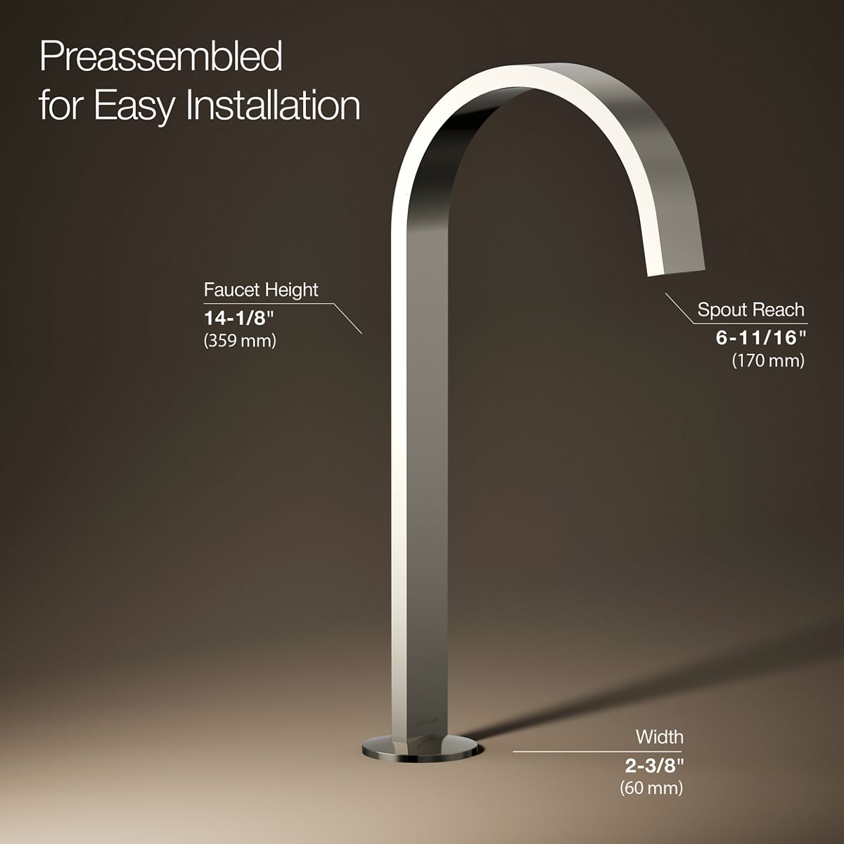 3/4 view of product with dimensions