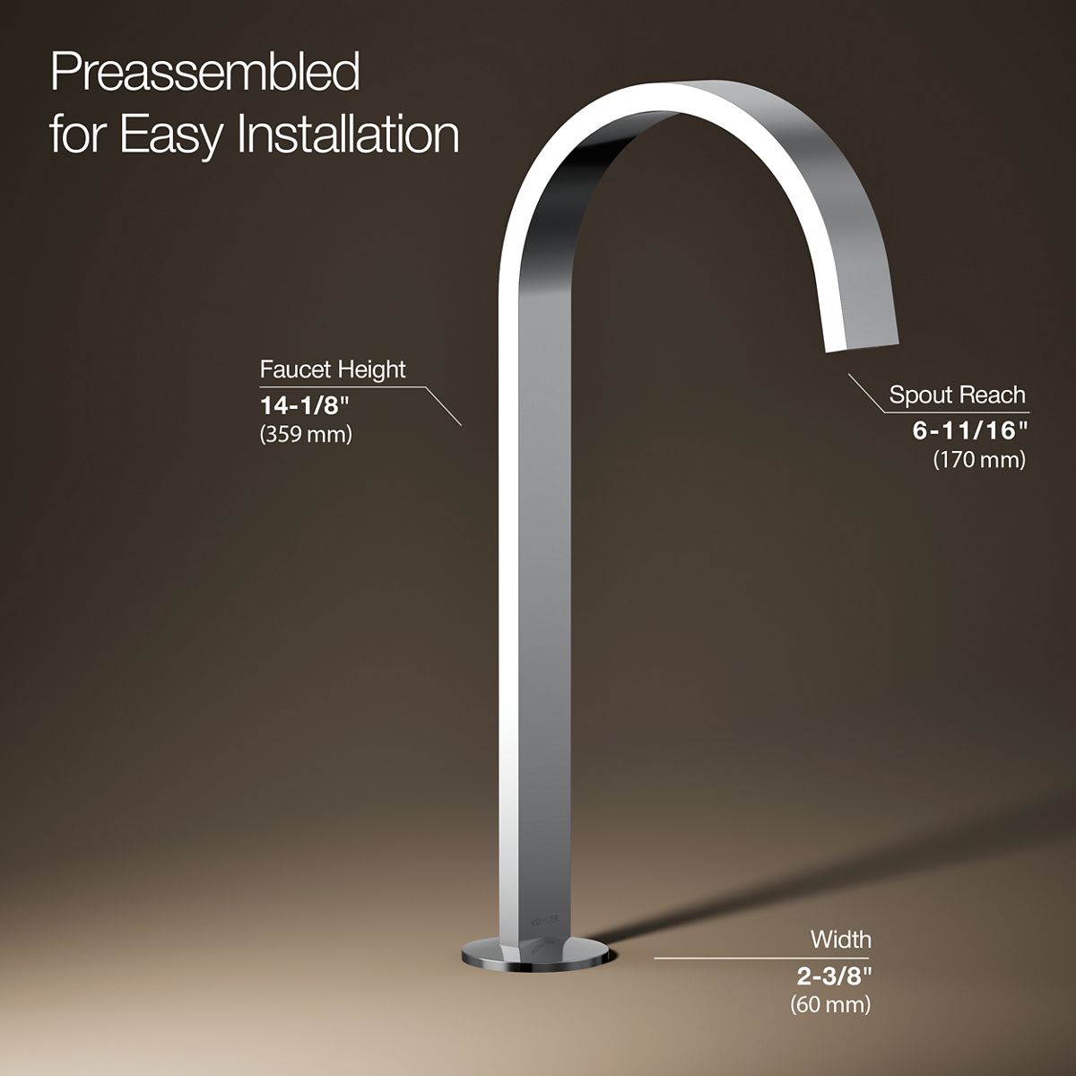 3/4 view of product with dimensions