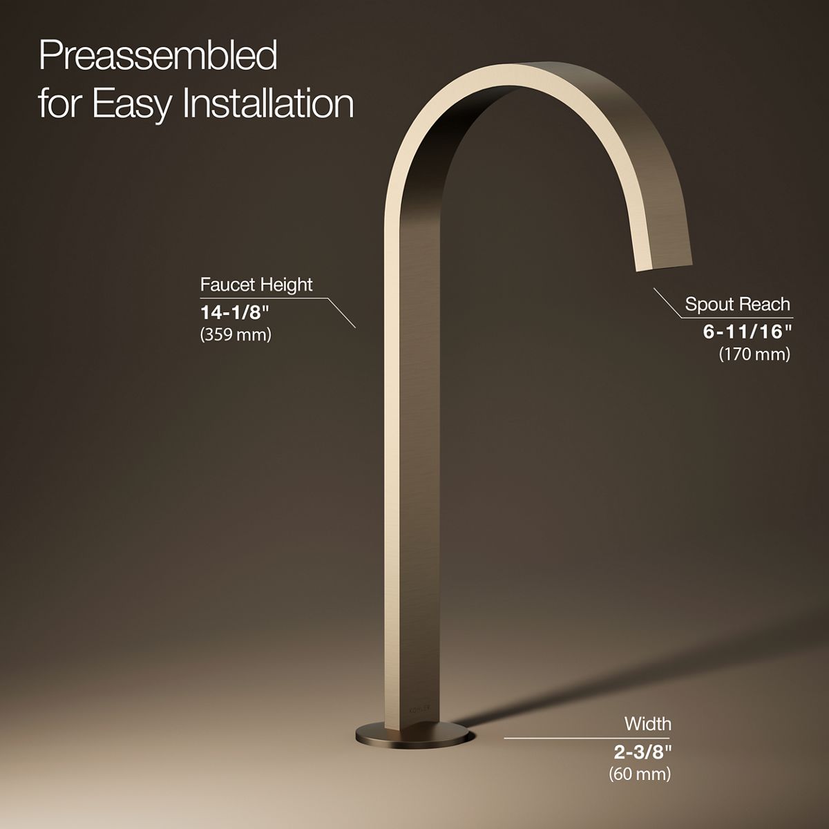 3/4 view of product with dimensions