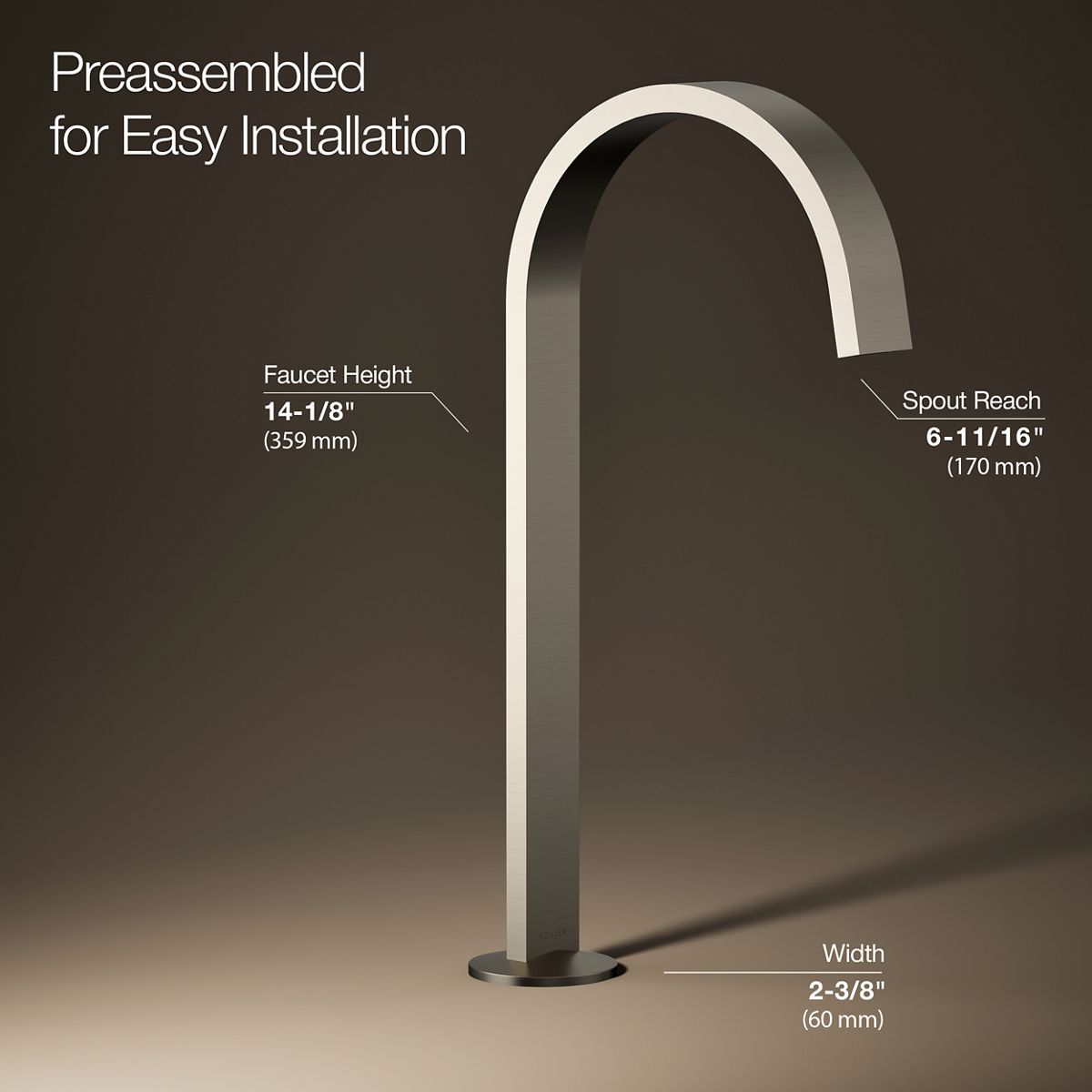 3/4 view of product with dimensions