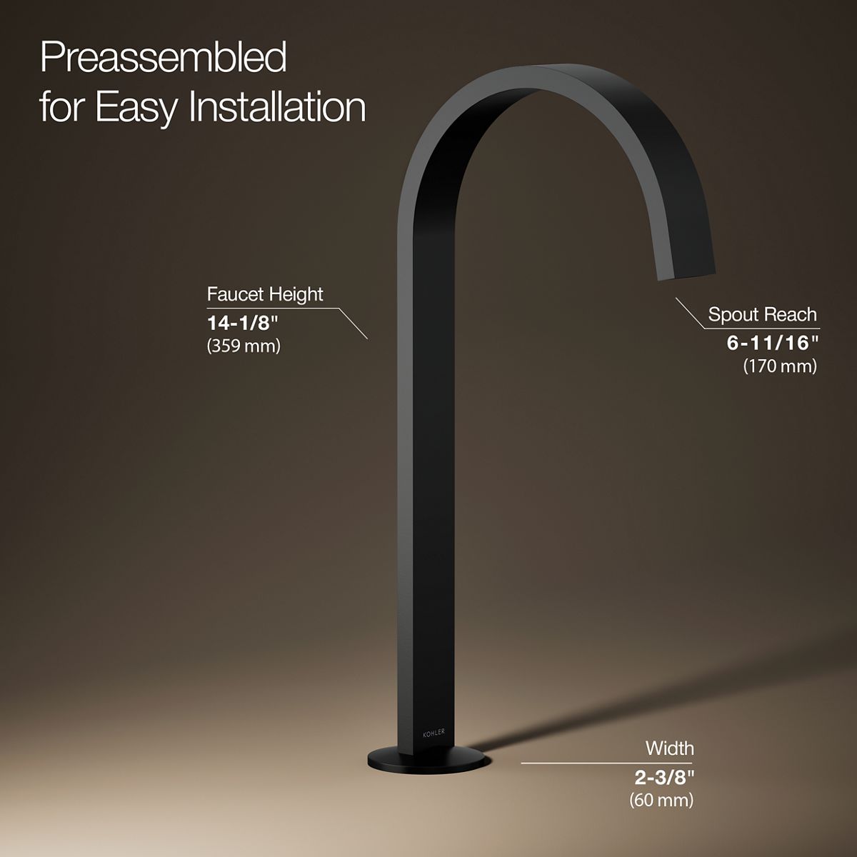 3/4 view of product with dimensions