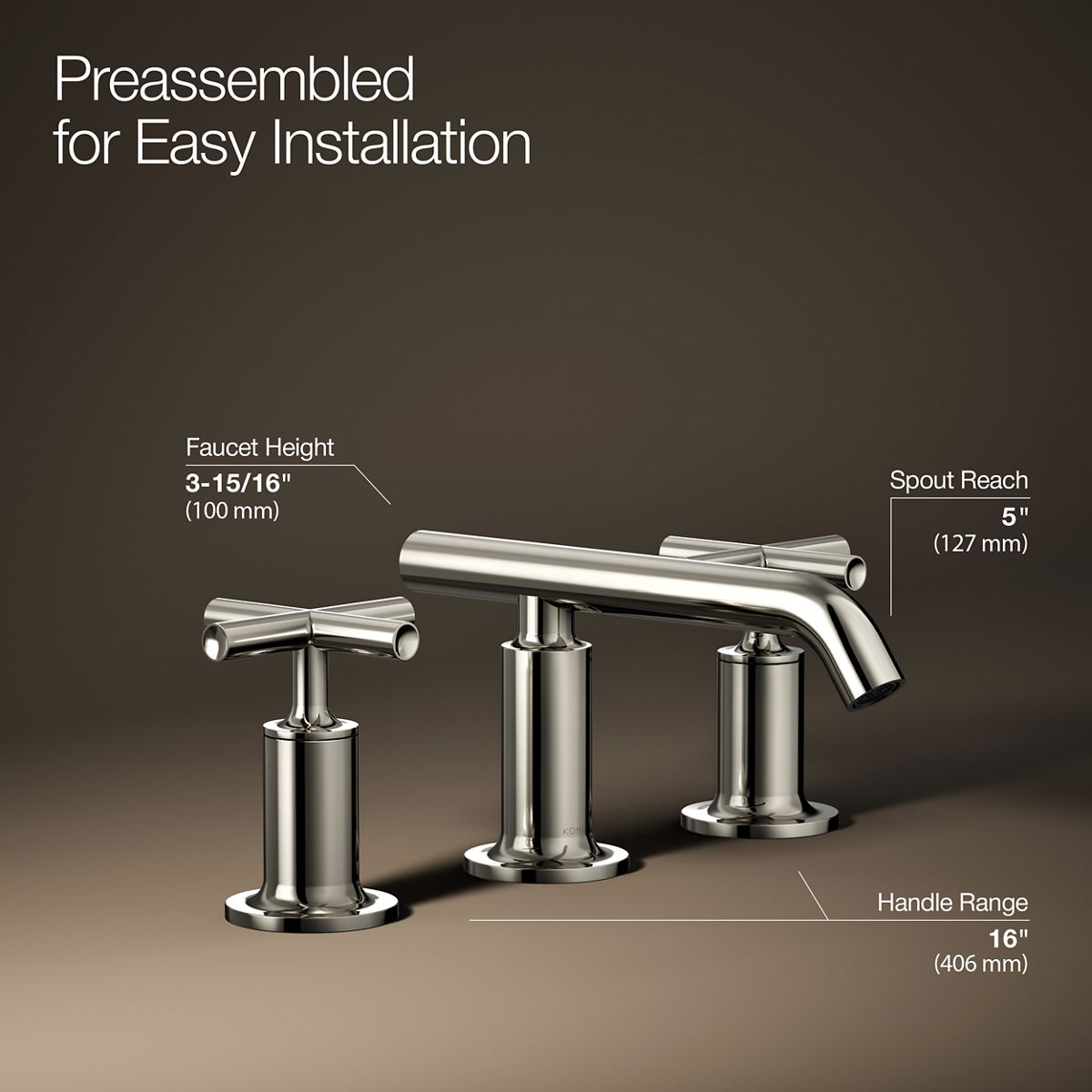 3/4 view of product with dimensions