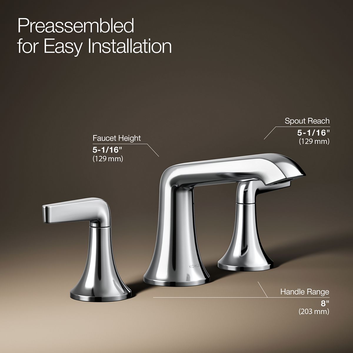 3/4 view of product with dimensions