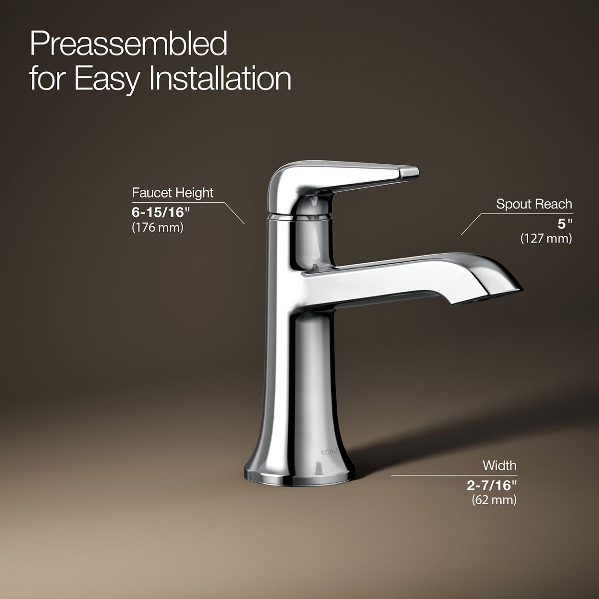 3/4 view of product with dimensions