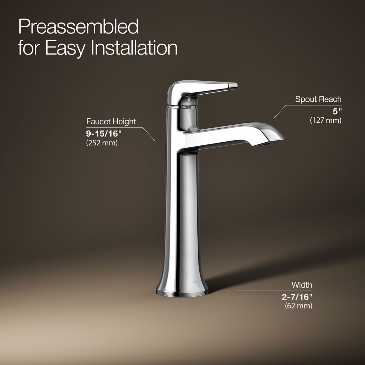 3/4 view of product with dimensions