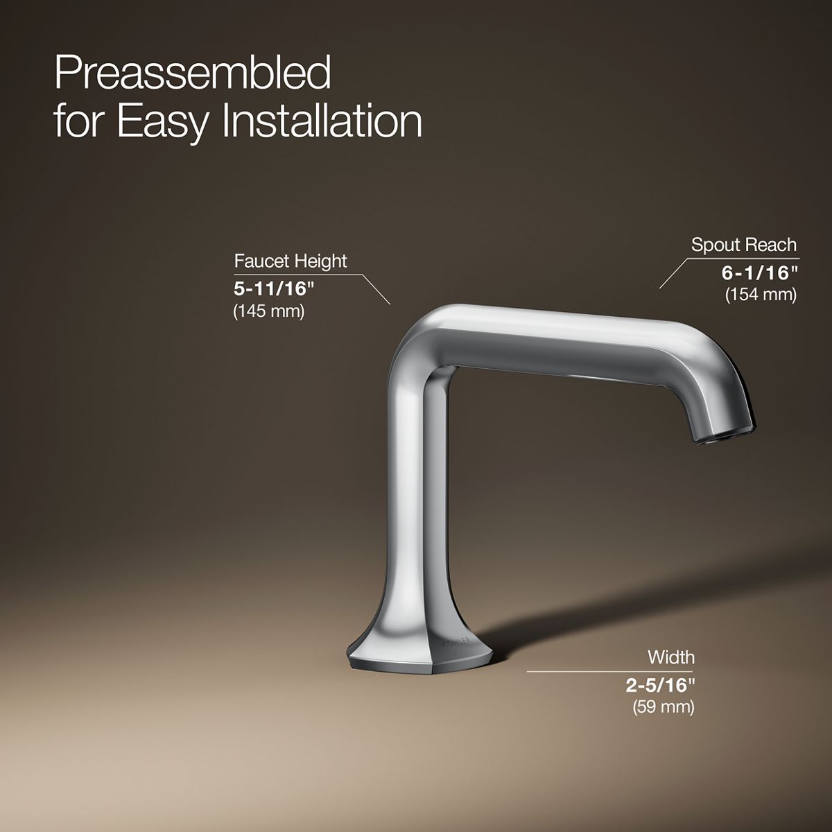 3/4 view of product with dimensions