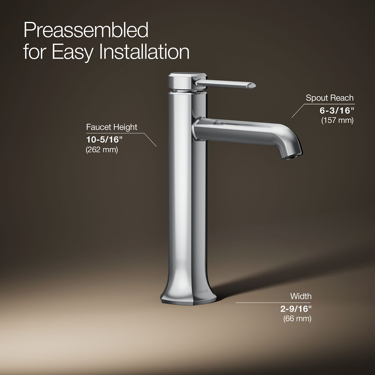 3/4 view of product with dimensions