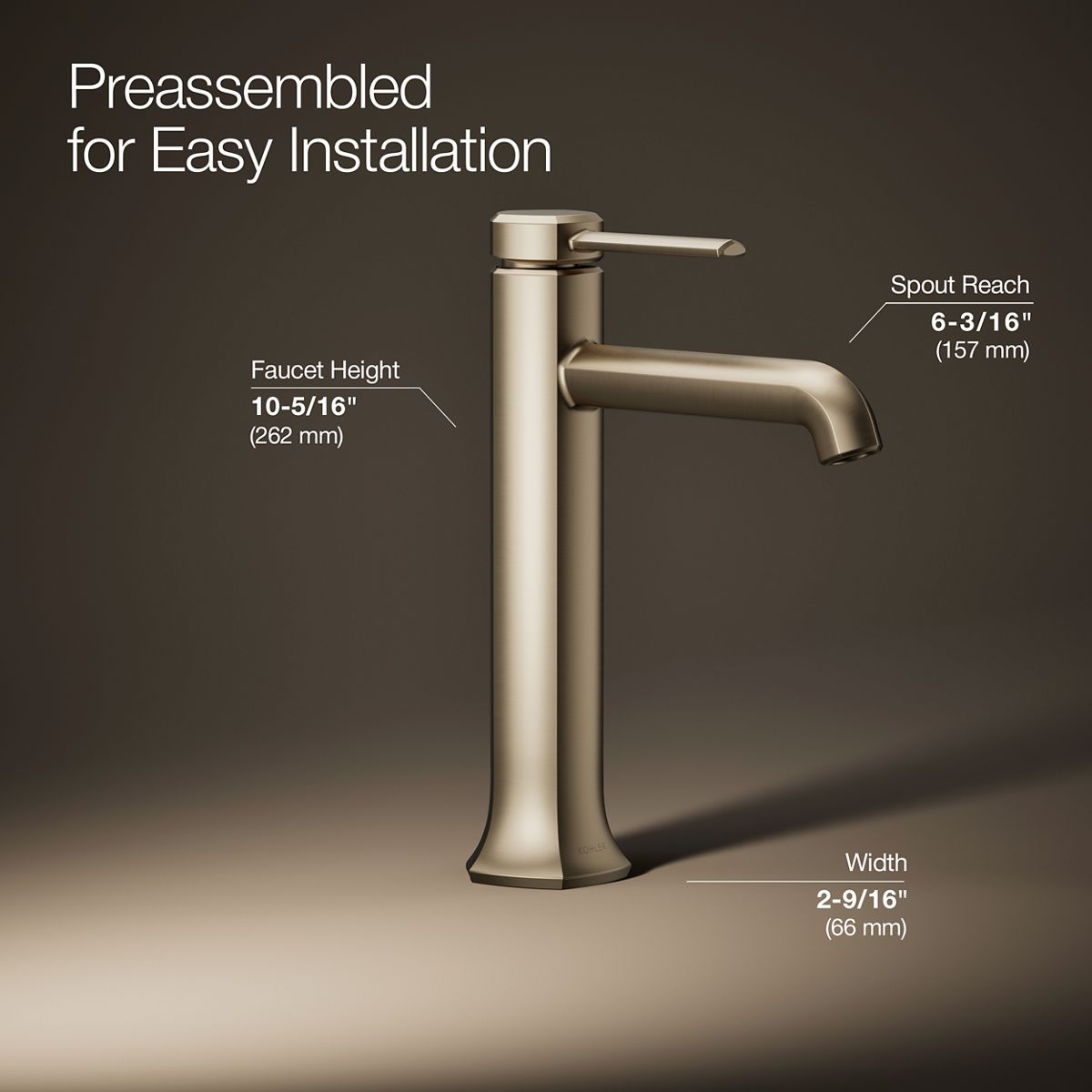 3/4 view of product with dimensions