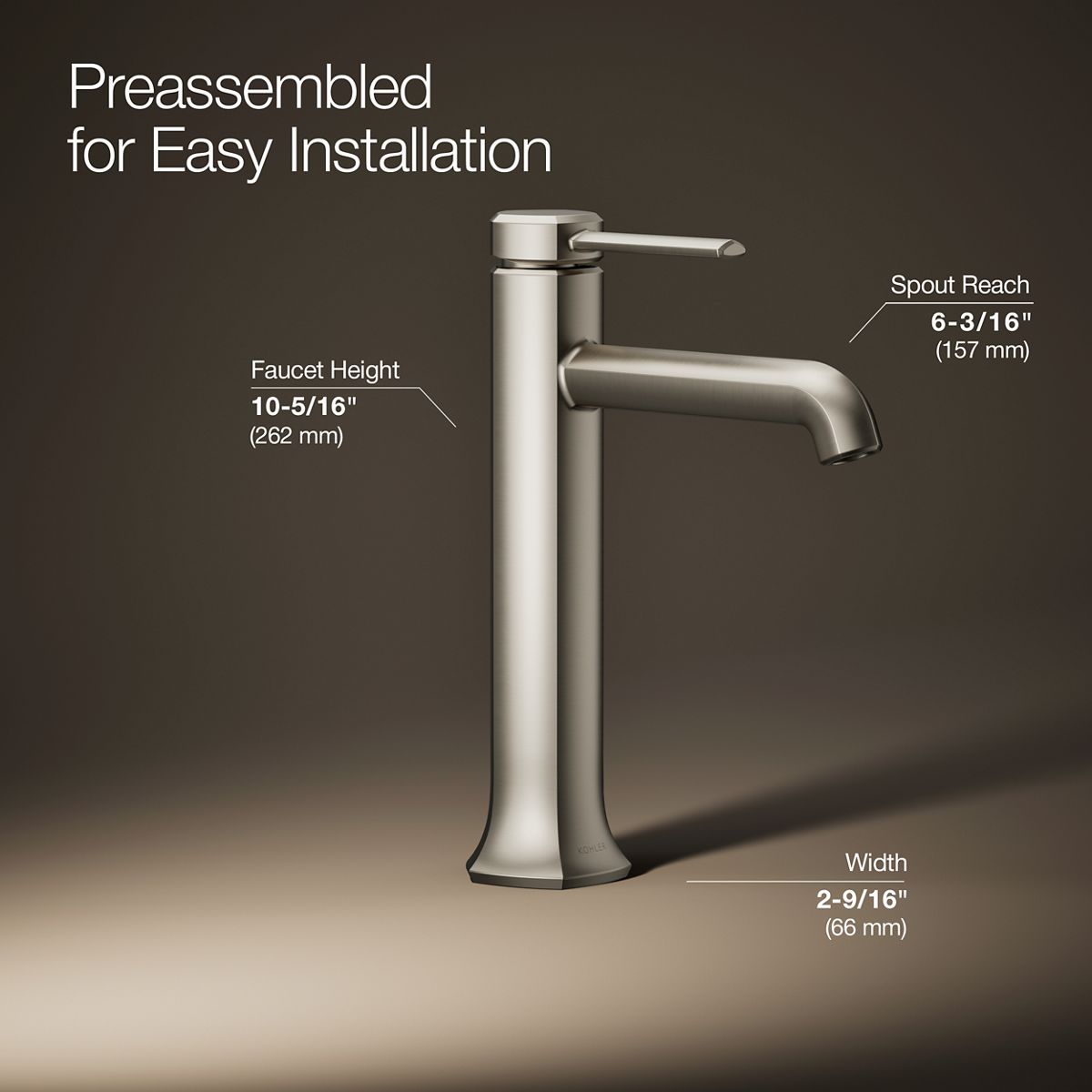 3/4 view of product with dimensions