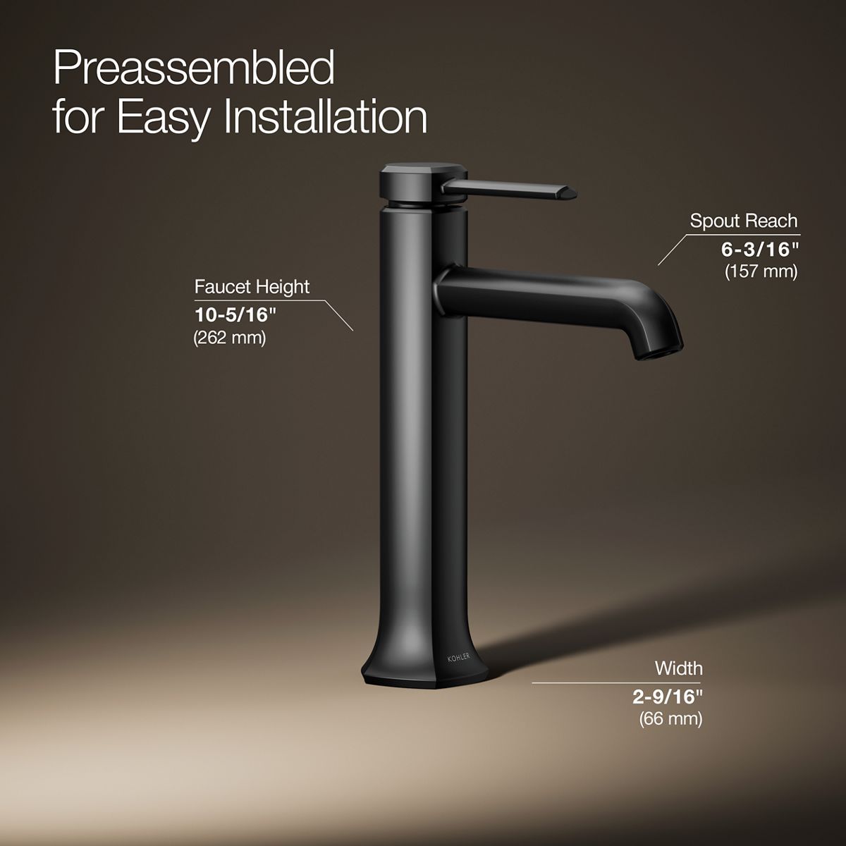 3/4 view of product with dimensions