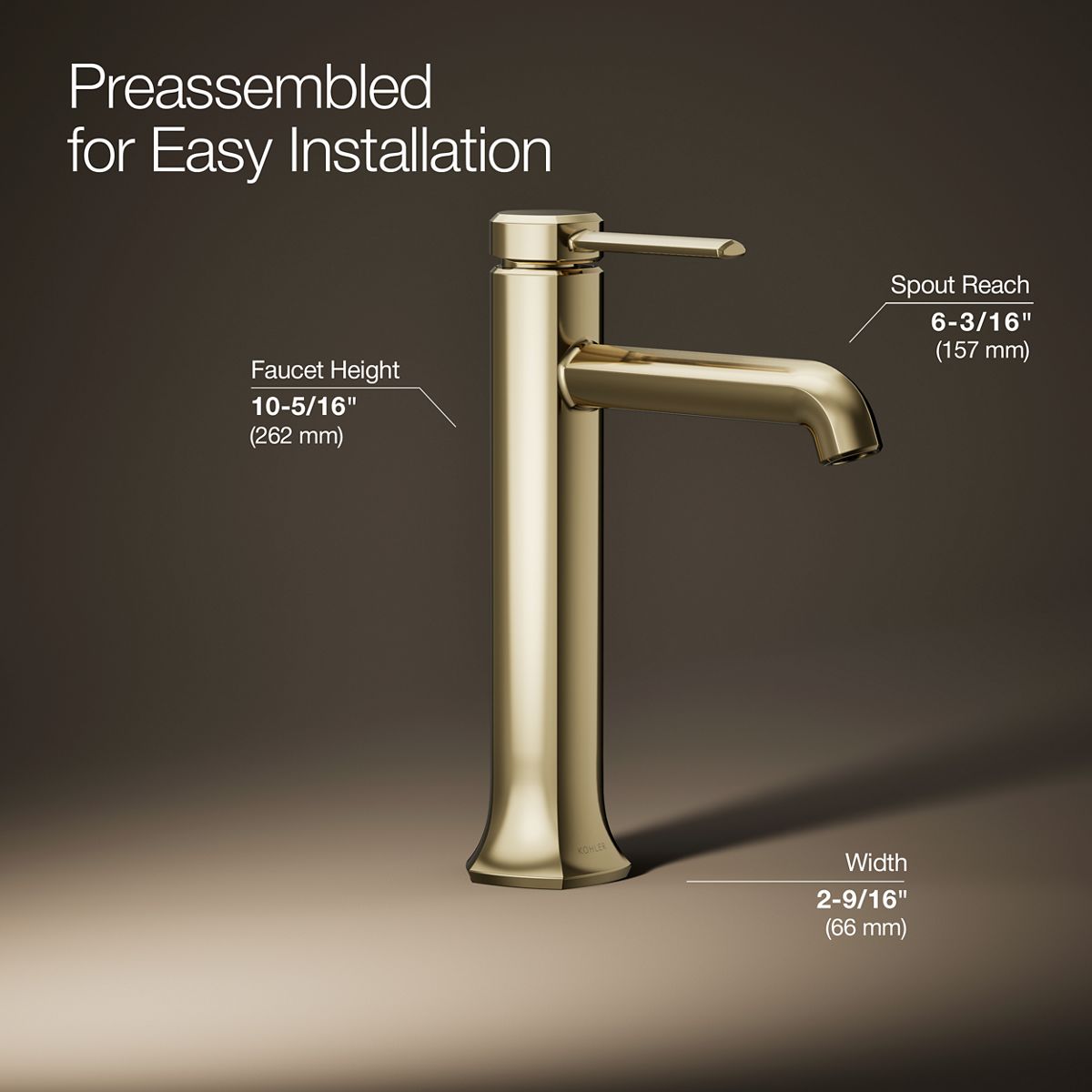 3/4 view of product with dimensions