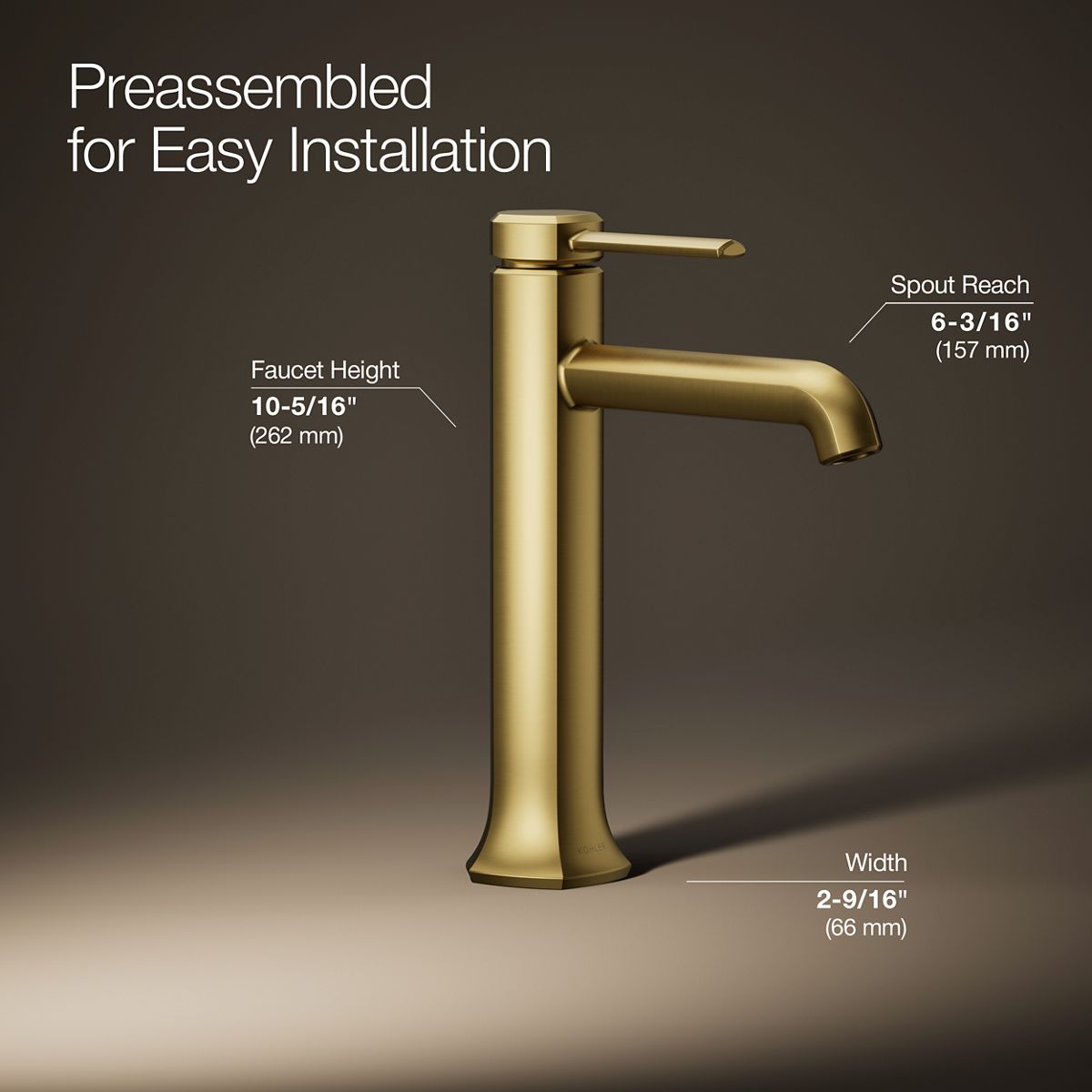 3/4 view of product with dimensions