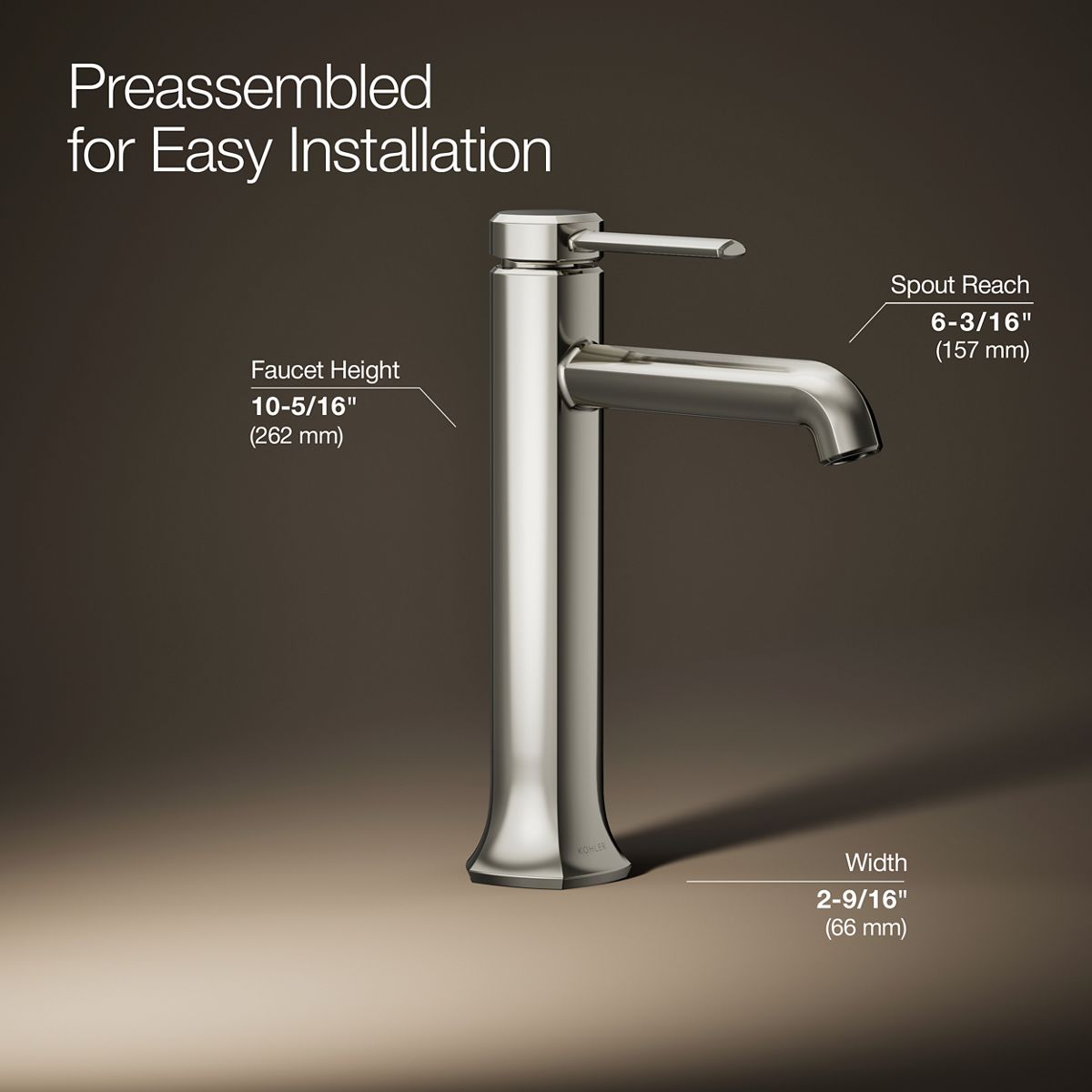 3/4 view of product with dimensions