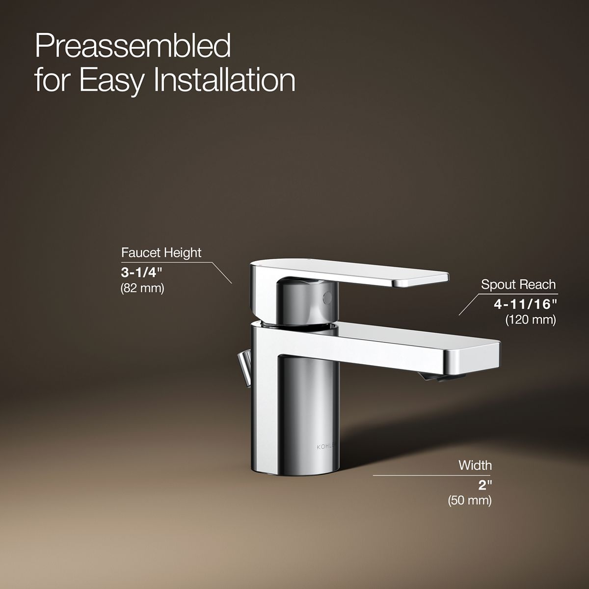 3/4 view of product with dimensions
