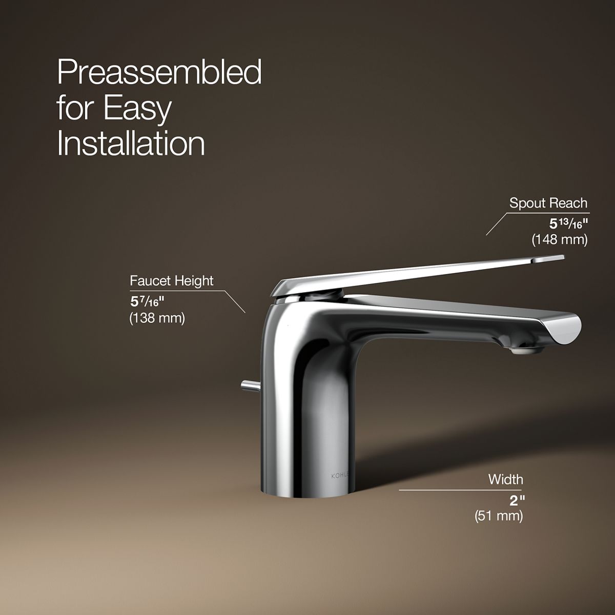 3/4 view of product with dimensions