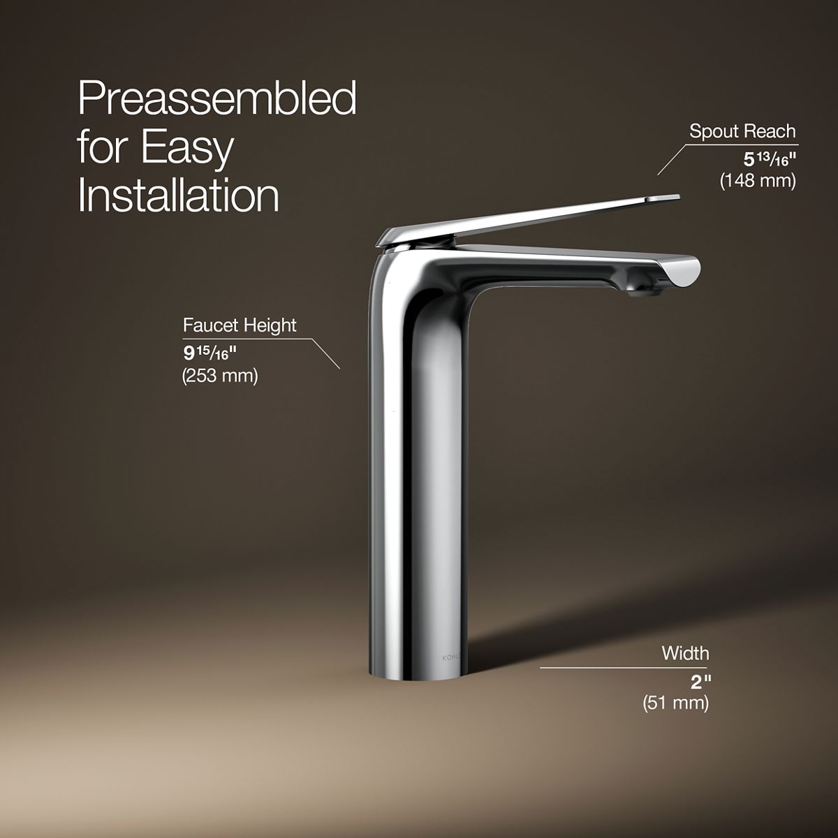 3/4 view of product with dimensions