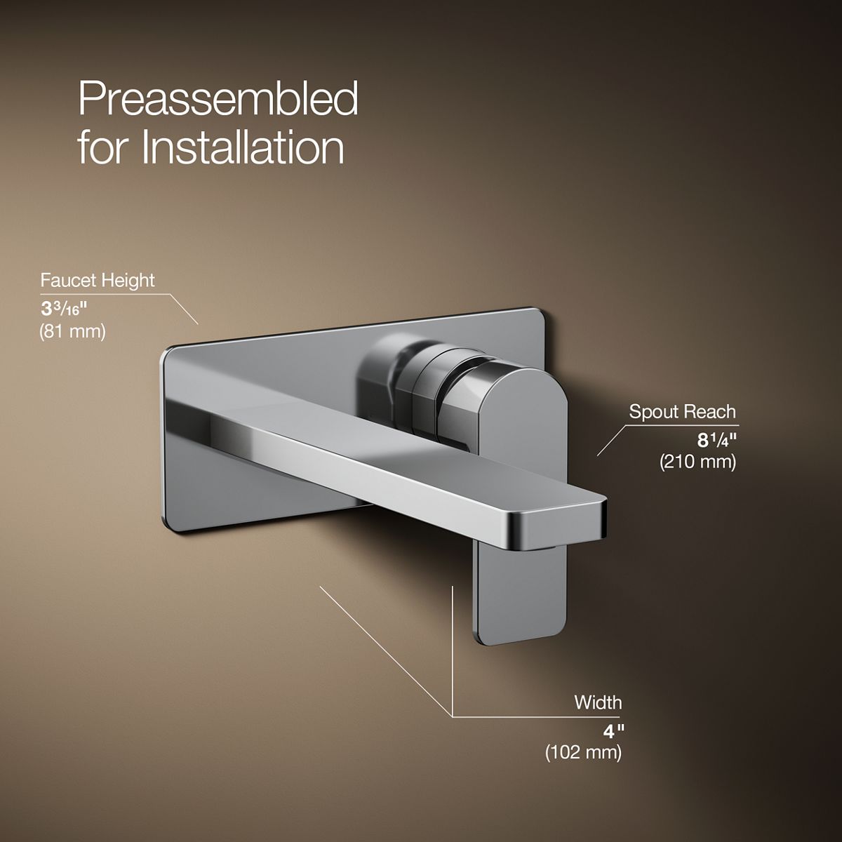 3/4 view of product with dimensions