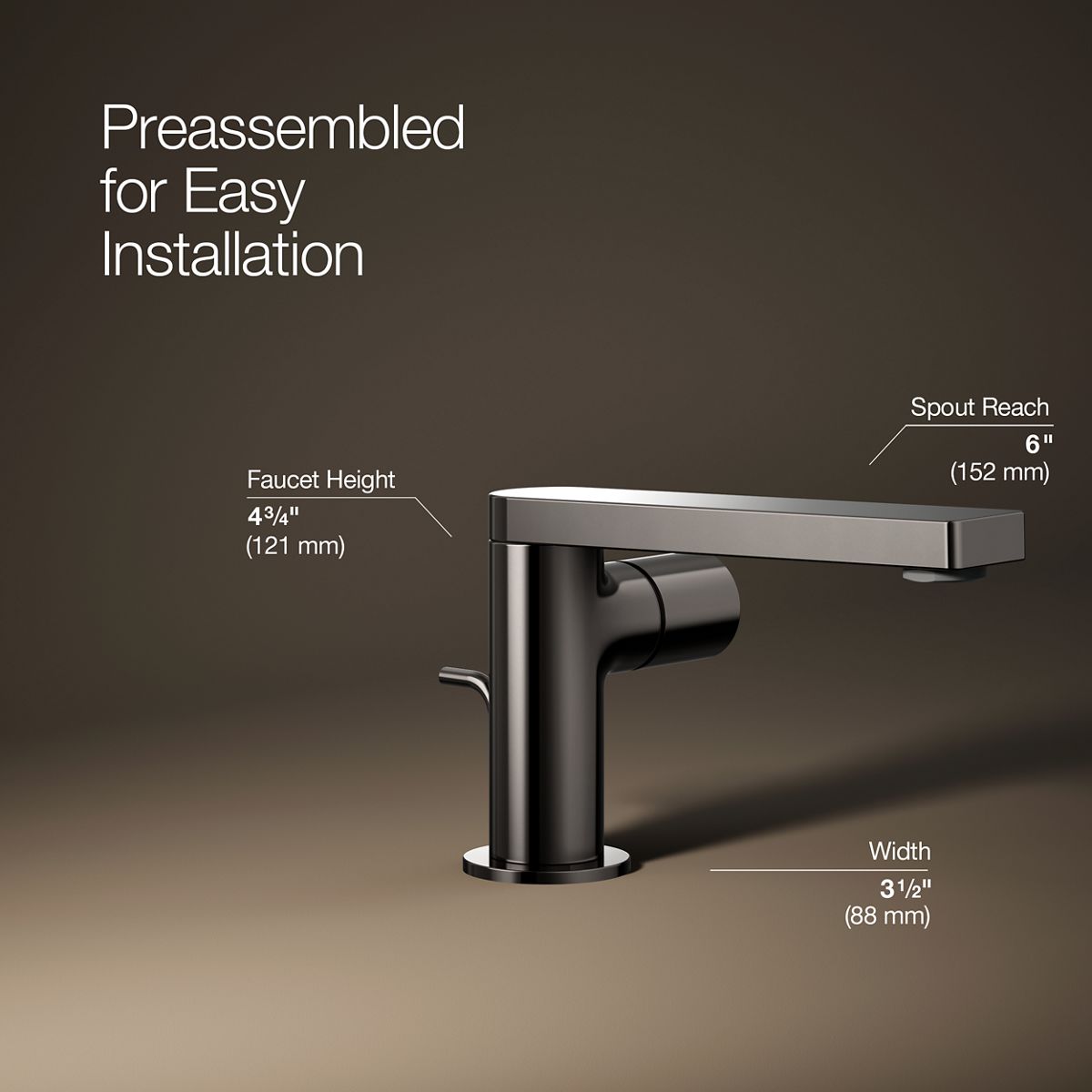 3/4 view of product with dimensions