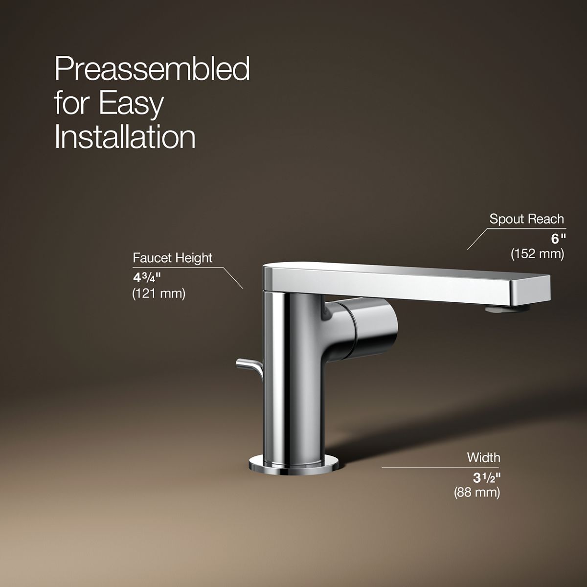 3/4 view of product with dimensions
