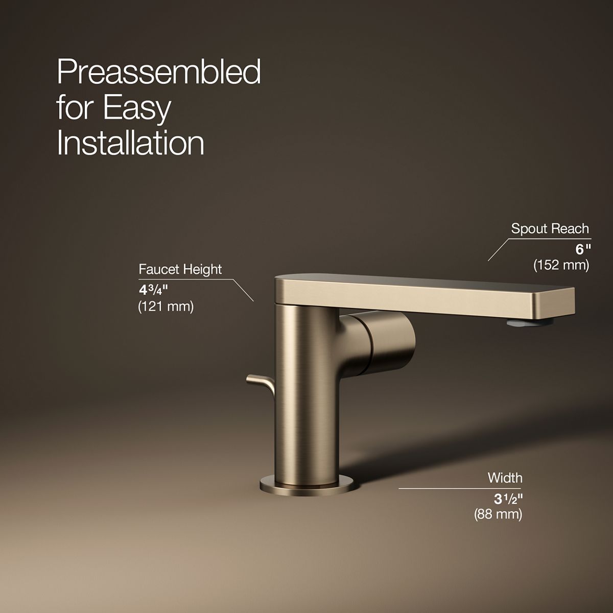 3/4 view of product with dimensions