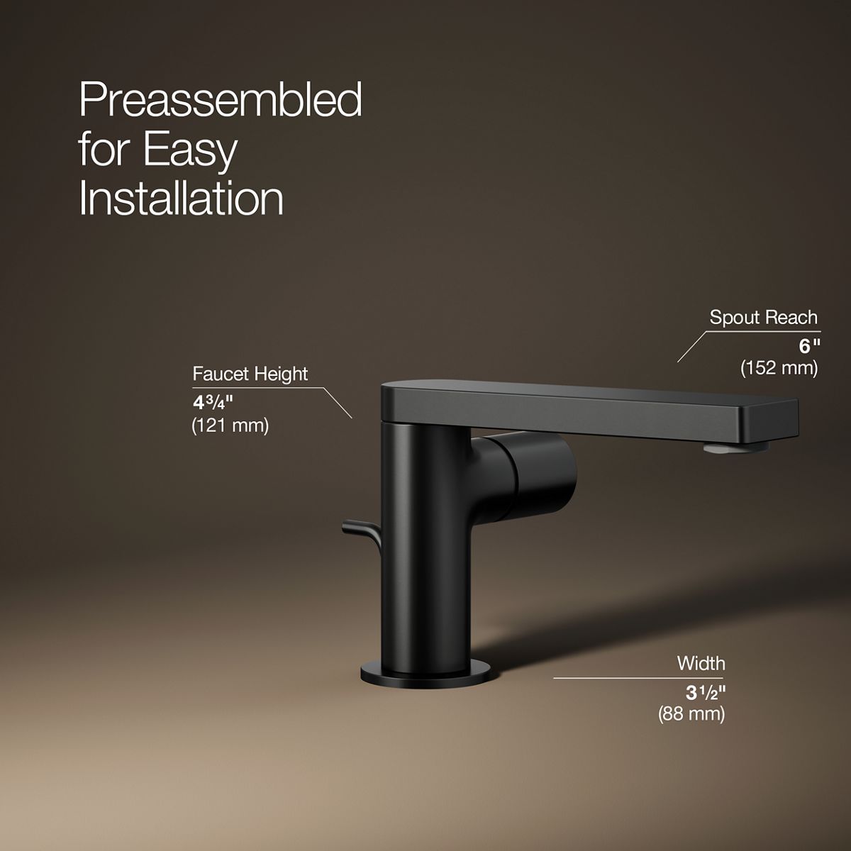 3/4 view of product with dimensions