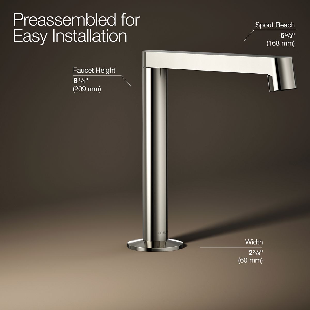 3/4 view of product with dimensions