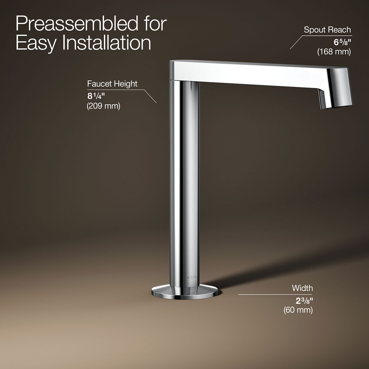 3/4 view of product with dimensions