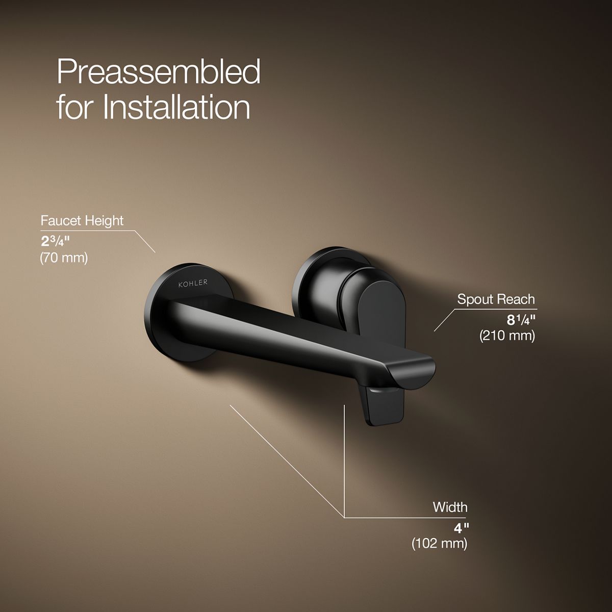3/4 view of product with dimensions