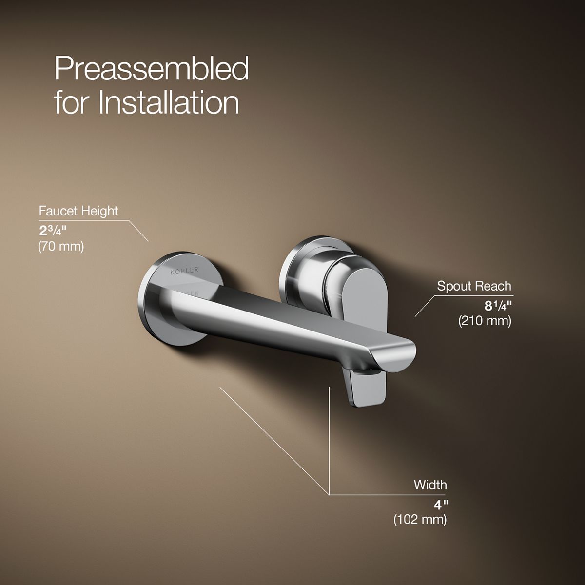 3/4 view of product with dimensions