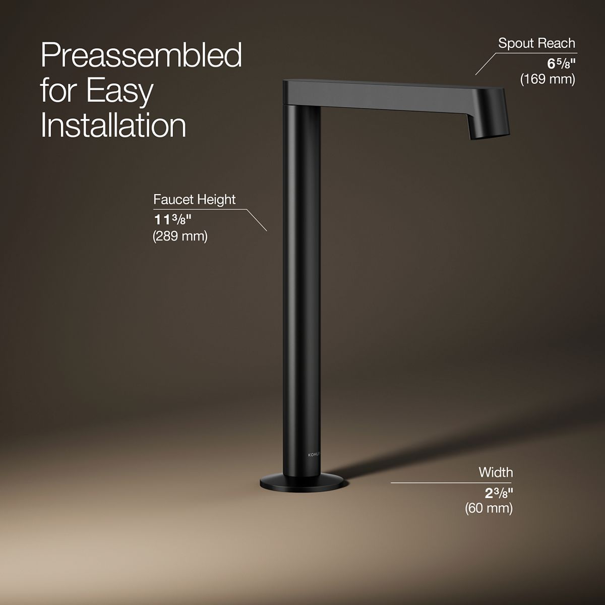 3/4 view of product with dimensions