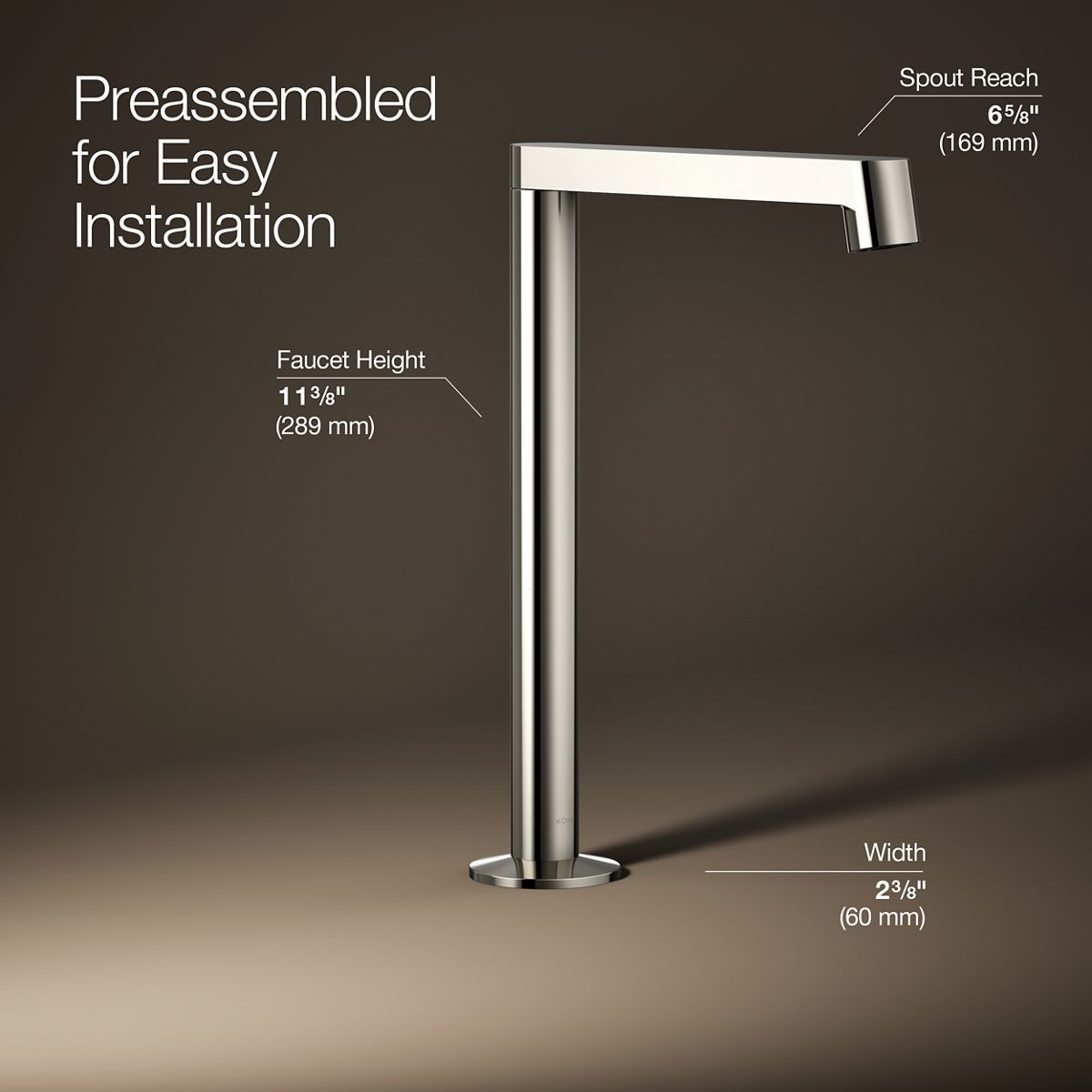 3/4 view of product with dimensions
