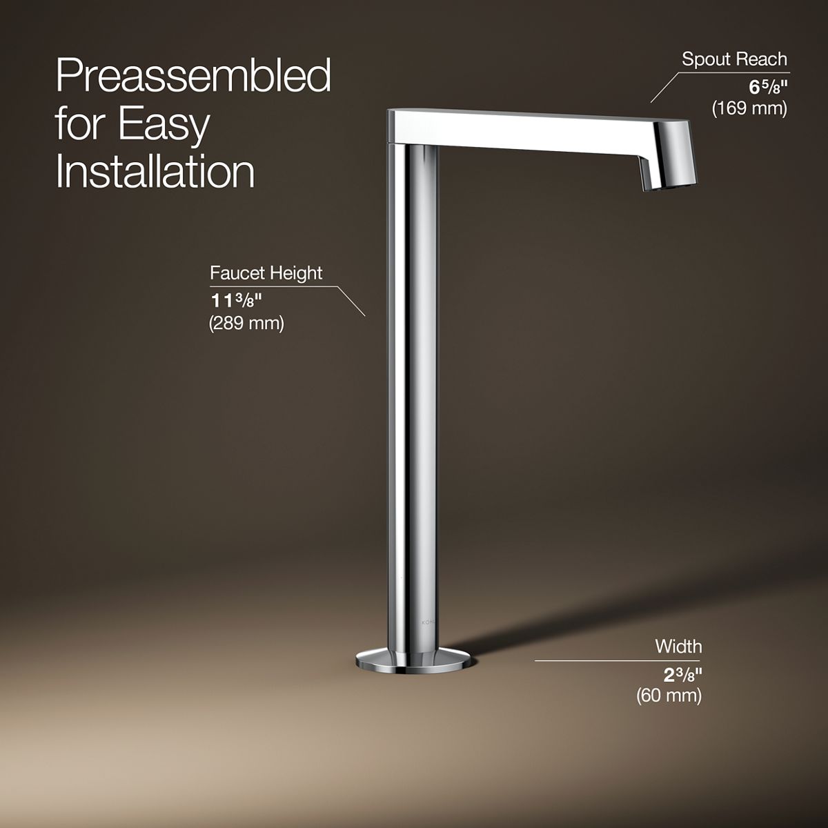 3/4 view of product with dimensions