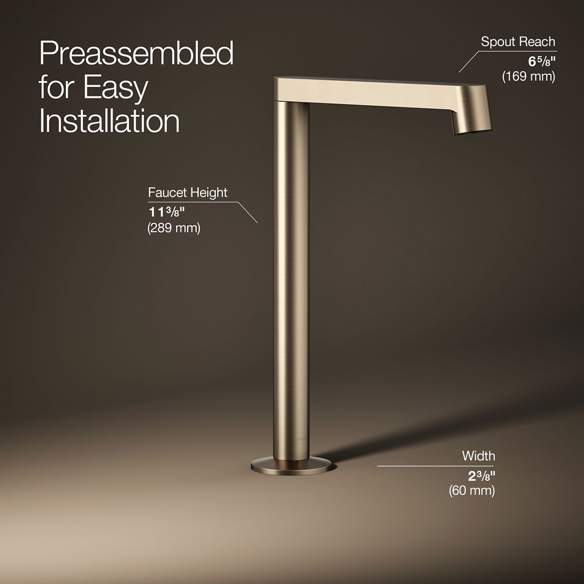 3/4 view of product with dimensions