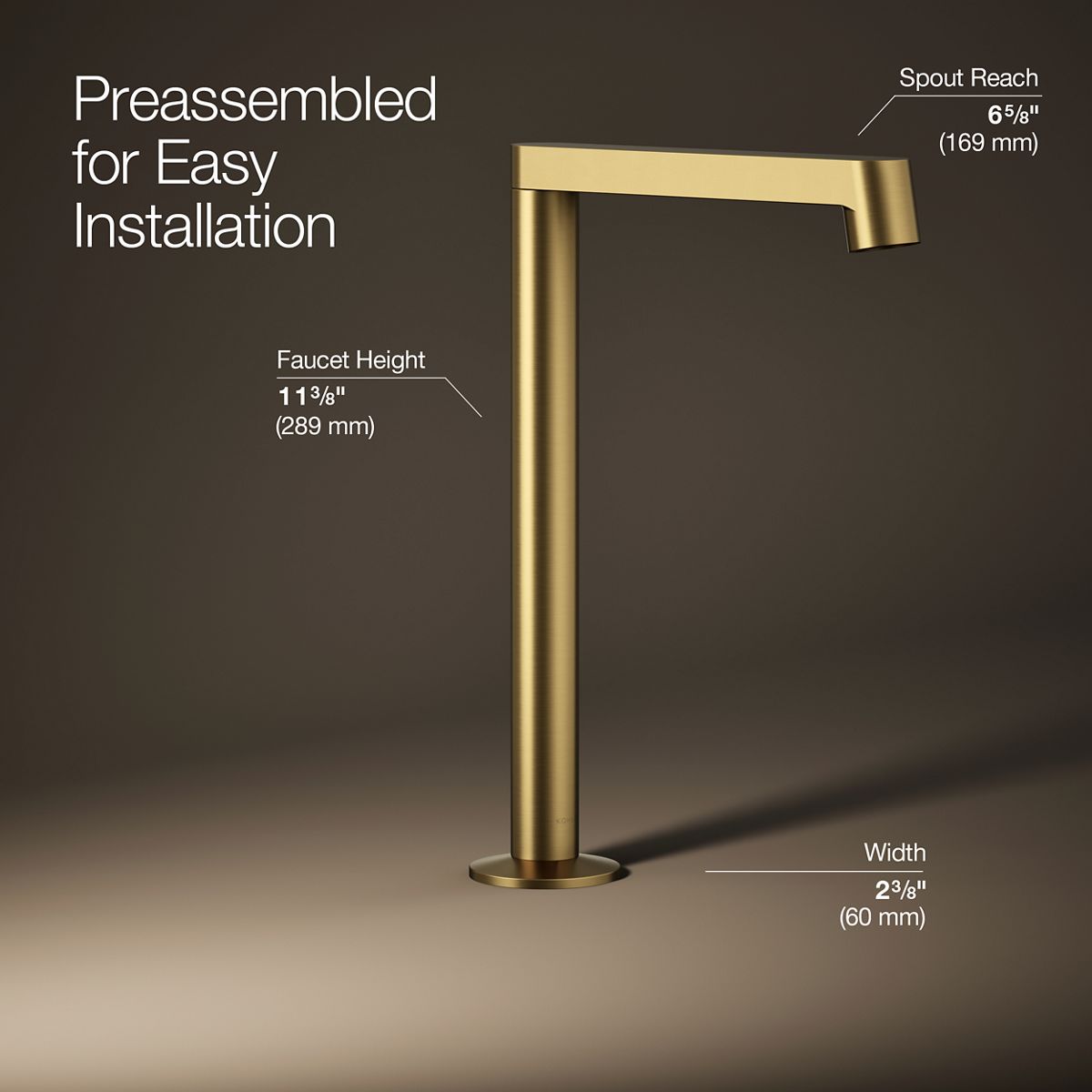 3/4 view of product with dimensions