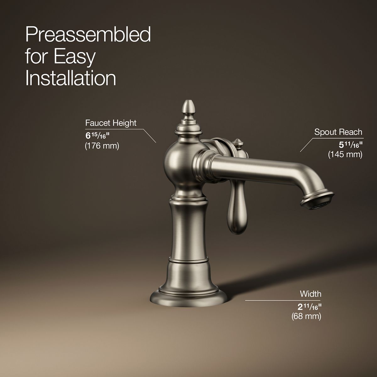 3/4 view of product with dimensions