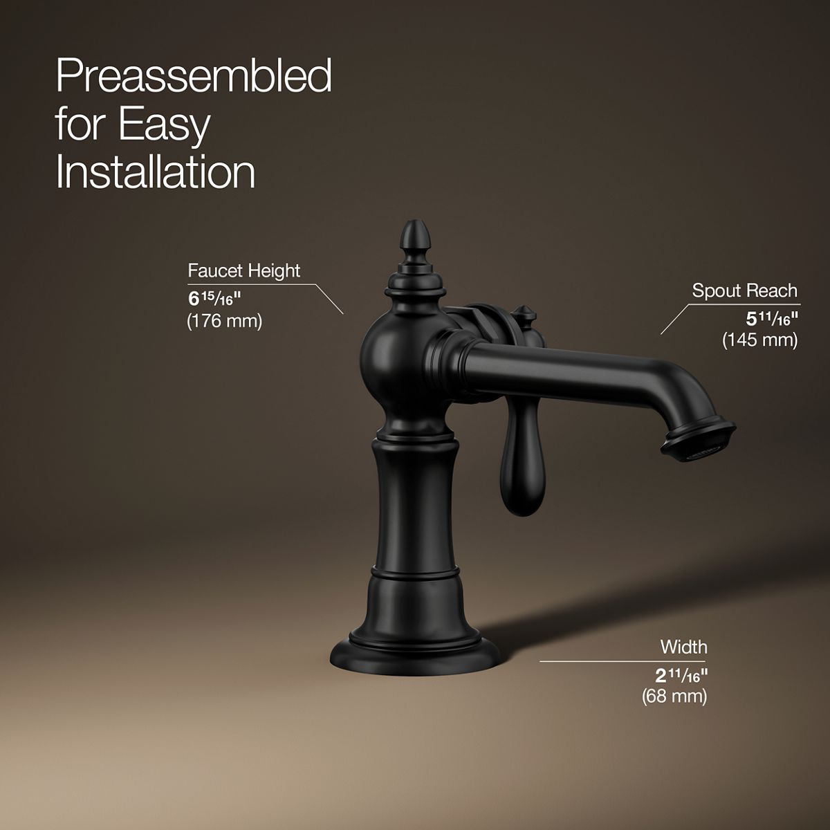 3/4 view of product with dimensions