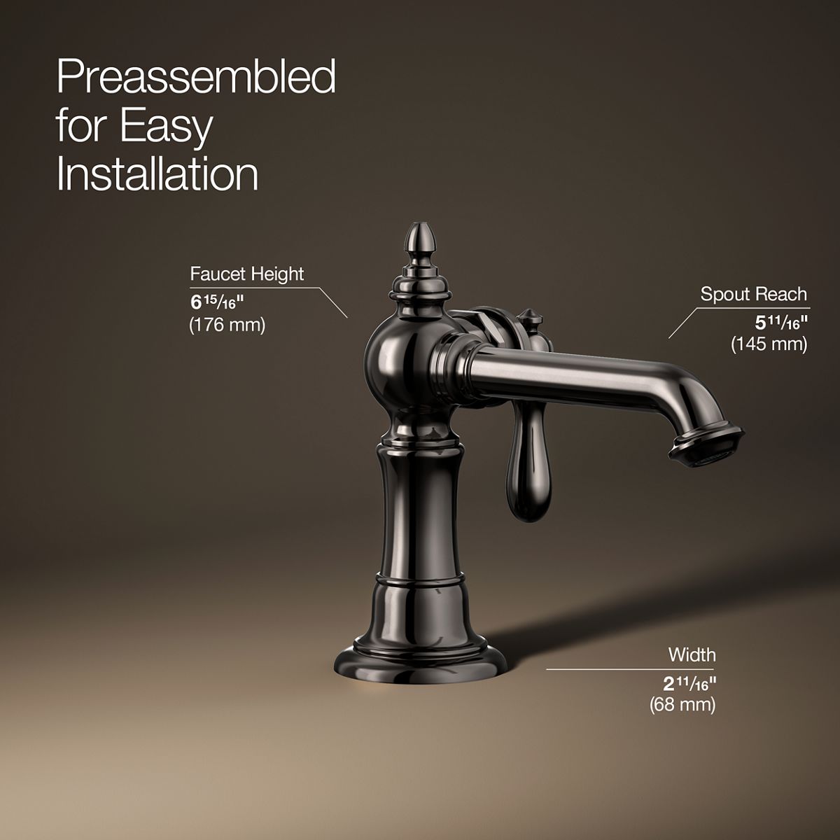 3/4 view of product with dimensions