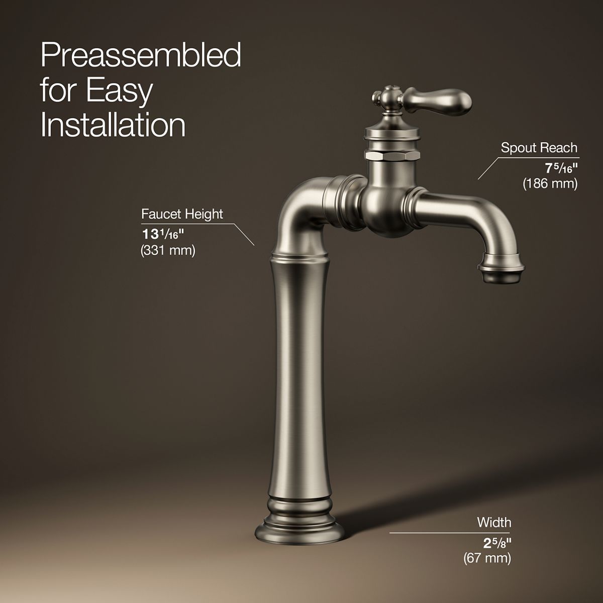 3/4 view of product with dimensions
