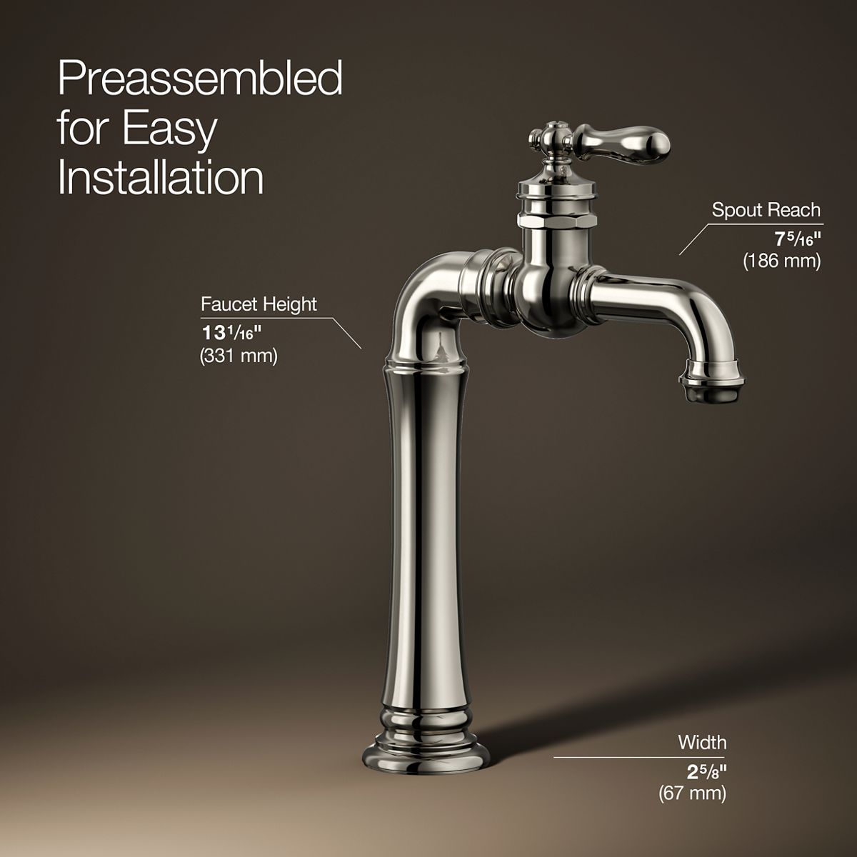 3/4 view of product with dimensions