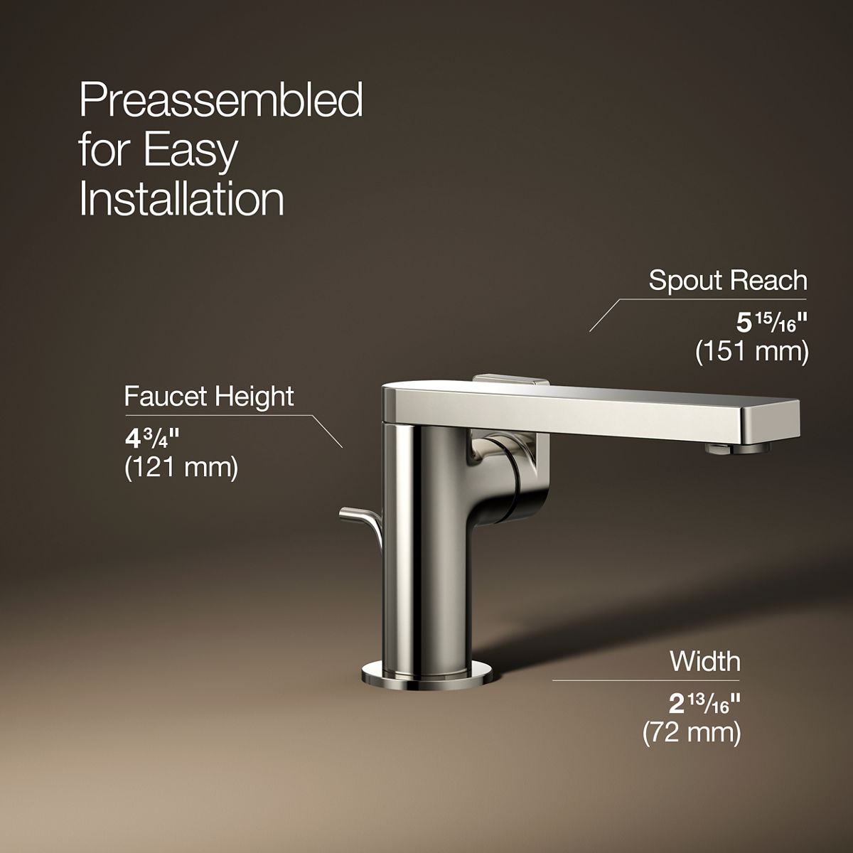 3/4 view of product with dimensions