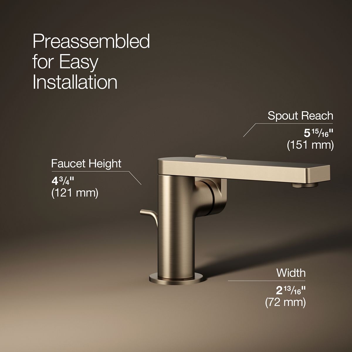 3/4 view of product with dimensions