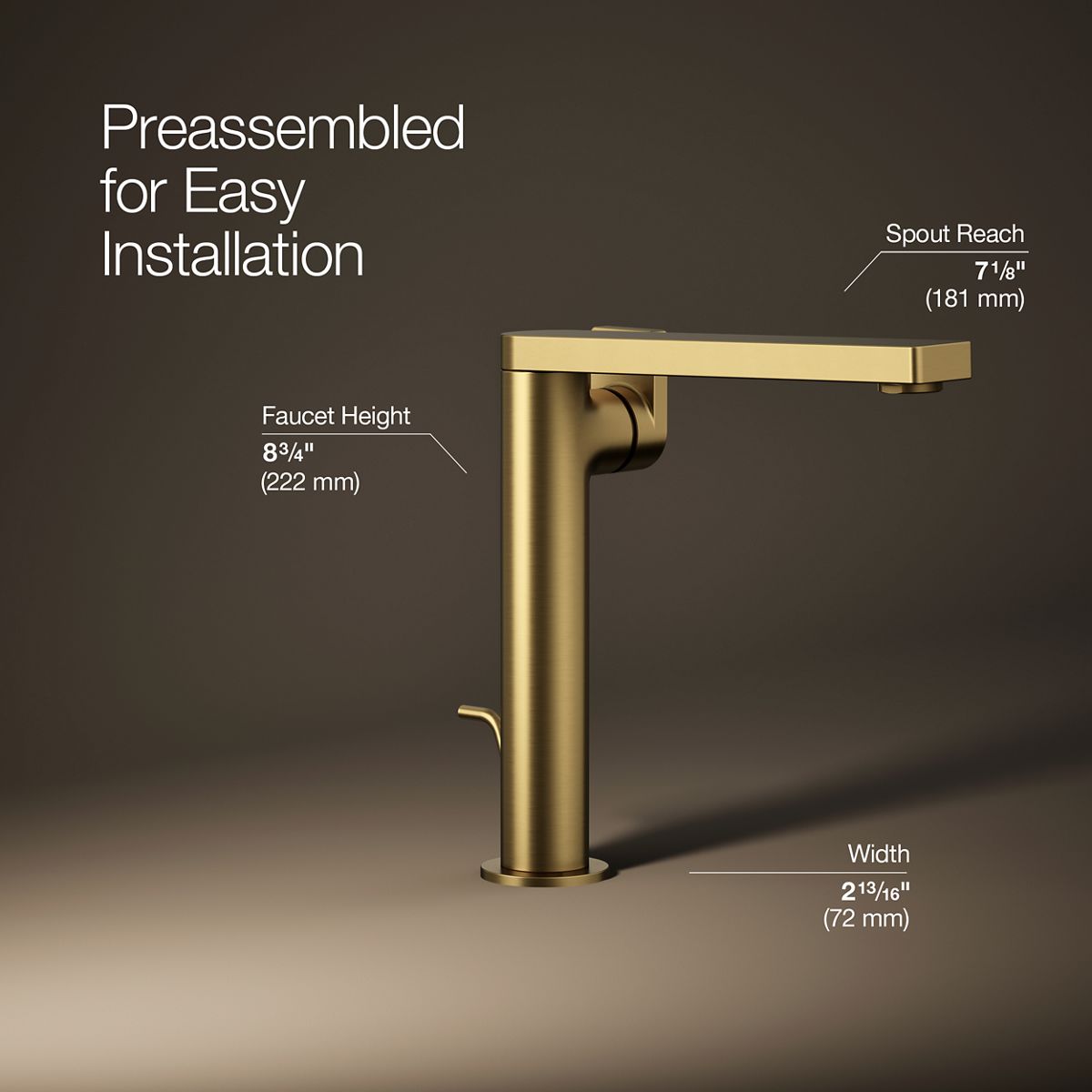 3/4 view of product with dimensions