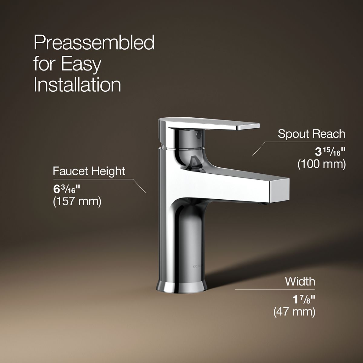 3/4 view of product with dimensions