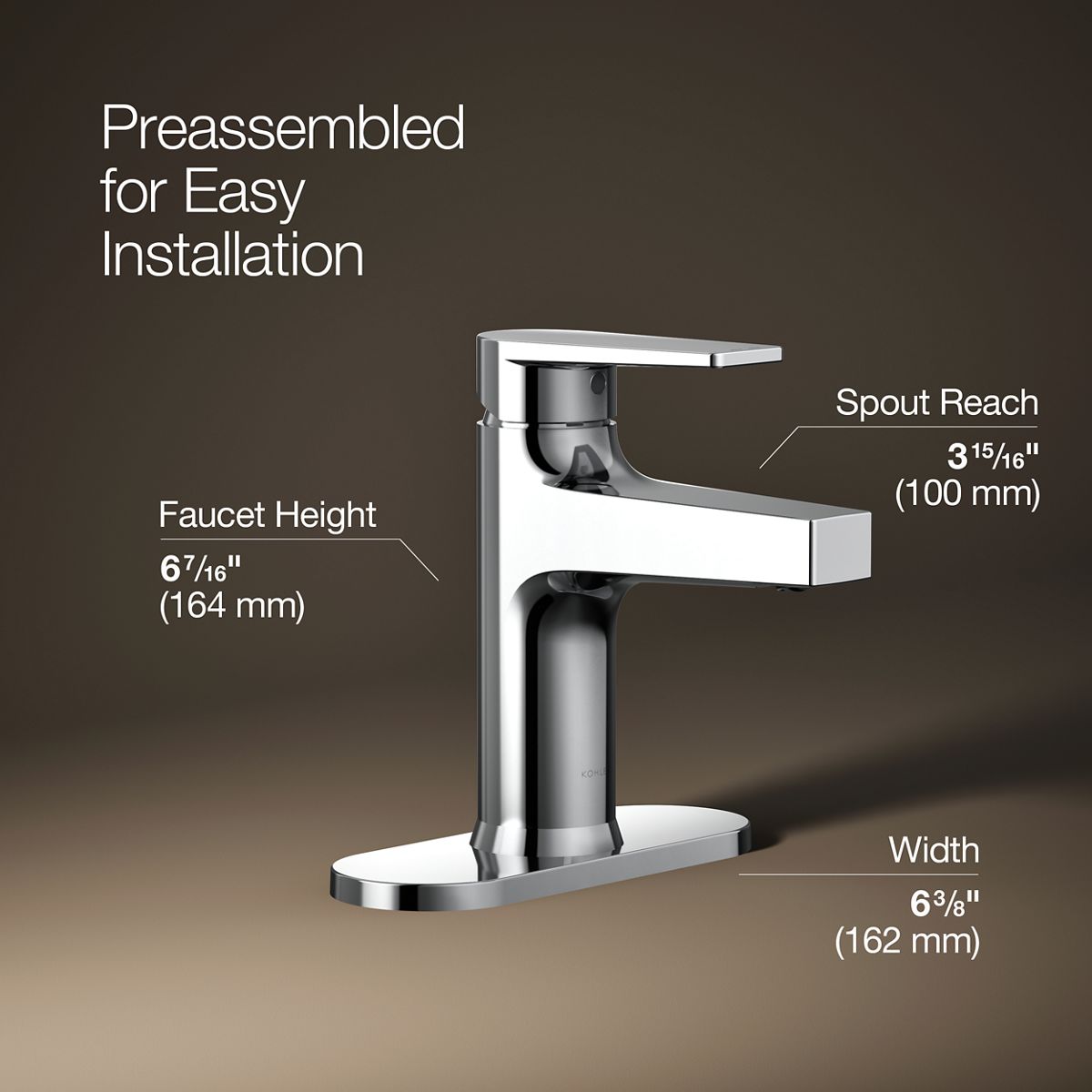 3/4 view of product with dimensions
