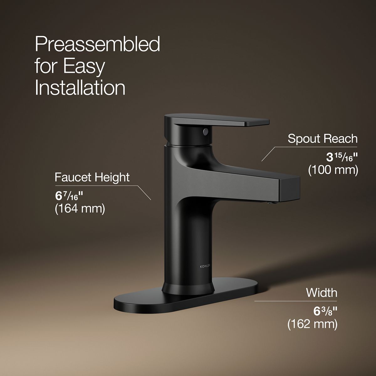 3/4 view of product with dimensions