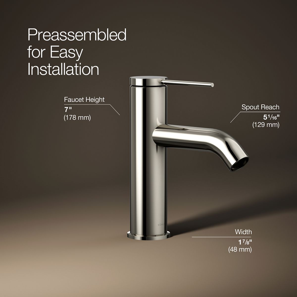3/4 view of product with dimensions